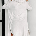 Snow White Side Splits Open Front Hooded Cardigan