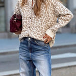 Soft Brown Leopard Print Loose Knit Cardigan