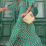 Puff Sleeve Tiered Midi Dress
