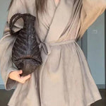 Casual Solid Color Lappel Top & Pants Two-Piece Set