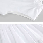 A-Line Loose Pleated Ruffled Solid Color Split-Joint Round-Neck Mini Dresses Shirt Dress