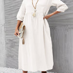 11 Colors Simple Round-Neck Solid Color Midi Dress
