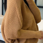 Fashionable Round Neck Bat Sleeve Knitted Sweater