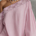 Long Sleeves Loose Solid Color Split-Joint One-shoulder Mini Dresses