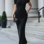 One-Shoulder Draped Evening Gown