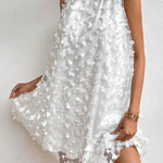 Loose Sleeveless Jacquard Pleated Solid Color Split-Joint Stand Collar Mini Dresses