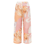 European Summer Linen Blend Ric Rac Trims High Rise Pocket Loose Pants