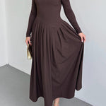 A-Line Bodycon Asymmetric Pleated Solid Color Split-Joint One-Shoulder Maxi Dresses