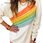 Apricot Rainbow Colorblock Pullover Sweatshirt