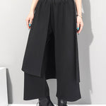 Irregularity Elastic Waist Wide Leg Solid Color Pants
