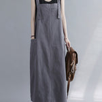 Casual Solid Color With Pocket Suspender Dress