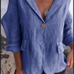 Cotton and Linen Casual Lapel Single-button Thin Coat (Buy 2 Free Shipping)