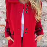 Solid Color Lapel Long Sleeve Button Loose Coat