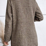 Style Collection Plaid Collared Neck Long Sleeve Jacket