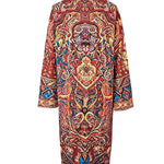 Long Sleeves Loose Contrast Color Printed Mock Neck Midi Dresses