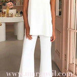 Margovil Solid Cami Top and Wide Leg Pants Set