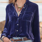Long-sleeved all-match velvet top with loose fit
