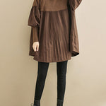 Knitting Pleats Split-Joint High-Neck Pullover Top