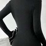 Flared Sleeves Long Sleeves Split-Joint Tiered Round-Neck T-Shirts Tops