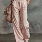 Elegant Retro Sporty V-neck Front Zipper Sleeveless Light Pink Cotton Jumpsuit