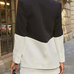 Enhance Look Colorblock Long Sleeve Pocket Lapel Blazer and And Mid Rise Mini Skort Set