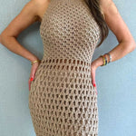 Smiles and Sunshine Knit Texture Hollow Tank Slit Stretch Maxi Dress