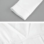 Long Sleeves Loose Pleated Solid Color Split-Joint Tied Waist V-Neck Mini Dresses Shirt Dress
