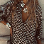 All about Glam Collar Sequin V-neck Half Sleeve Loose Top