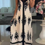 Elegant Ethnic Pattern Print Patchwork Loose Maxi Dress