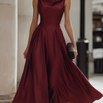 Draped Sleeveless Midi Dress With Defined Waist