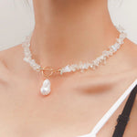 Statement Coral Chip & Pearl Necklace