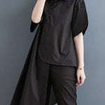 Irregular Clipping Solid Color Lapel Shirts Tops