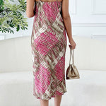 Goya snakeskin strap deep v-neck dress