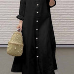 Street Solid Mandarin Collar Shirt Dress Dresses