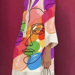 Women's Three-Quarter Sleeves Printed Lapel Shirt Dress