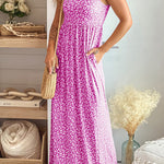 Leopard Print Floor Length Sleeveless Dress With Pockets