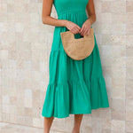 Solid One Shoulder Sleeveless Beach Dress
