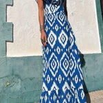 TUNISIA BLUE PRINTED, LONG DRESS