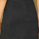 High-waist zipper autumn and winter A-line solid color skirt