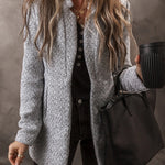 Light Grey Lapel Collar Pocketed Long Jacket