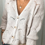 Fashionable V-neck Long-sleeved Knitted Sweater Cardigan