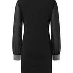 Long Sleeves Loose Elasticity See-Through Split-Joint V-Neck Mini Dresses