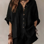 Women'S Casual Shirt And Shorts Set