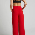 Red slimming wide-leg pants