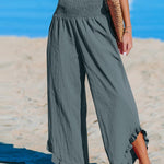 Women's High-Waist Pleated Irregular Hem Cotton And Linen Loose Casual Pants
