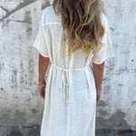 Bohemian Print Linen Loose Midi Dress
