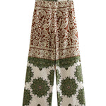 Patchwork Cape Shirt Print Pants Set