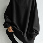 Casual Loose Solid Color Round-Neck Sweatshirt Top