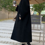 Long Sleeves Loose Solid Color Collarless Woolen Coat