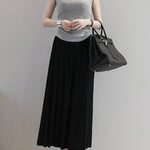 Casual Solid Color Elasticity Waist Pleated Skirts